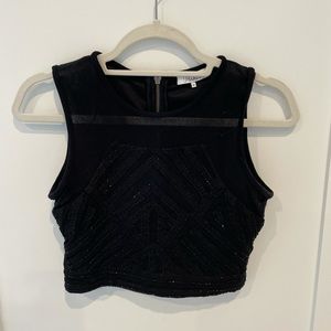 Parker Jeweled Black Crop Top